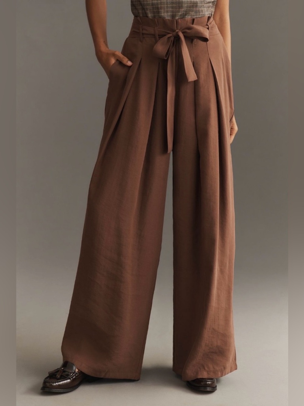 Anthropologie Wide-Leg Paperbag Trousers Large NWT